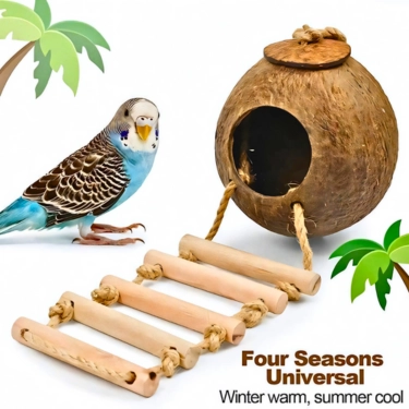 Natural Coconut Bird Toy for Small Birds (5)