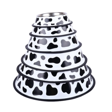 Stainless Steel Pet Bowl Cow pattern (1)