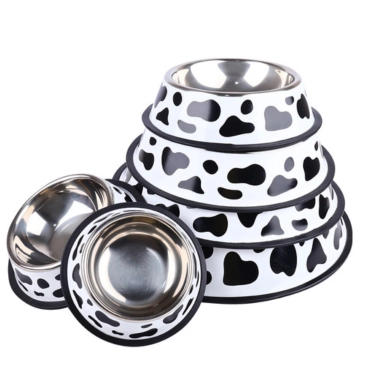Stainless Steel Pet Bowl Cow pattern (4)