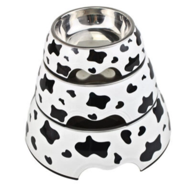 Stainless Steel Pet Bowl Cow pattern (5)